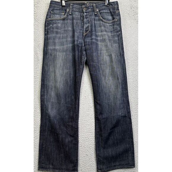 Citizens Of Humanity‎ Jeans Mens 32 Black Distressed Relaxed Straight Button Fly